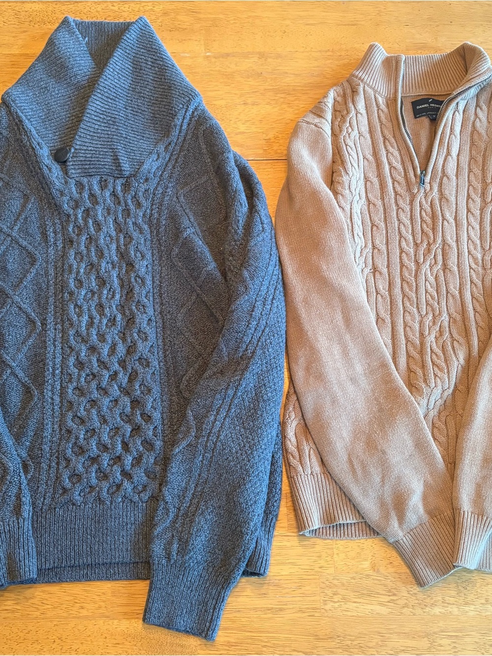 Denver Hayes Men's Zip-Up Sweater Pair - Gray and Tan